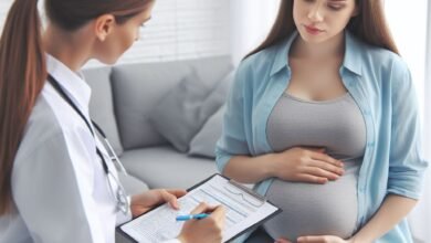 Pregnant woman seeking medical advice