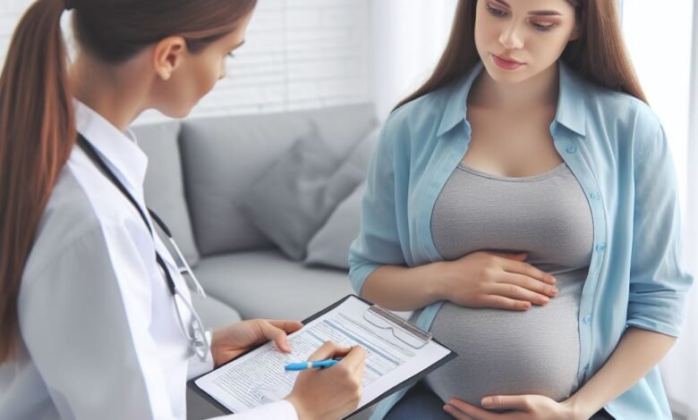 Pregnant woman seeking medical advice