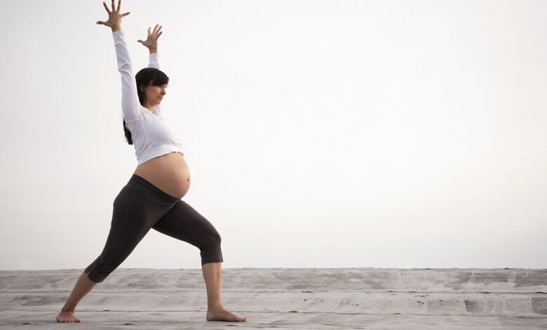 Pregnant woman exercising safely