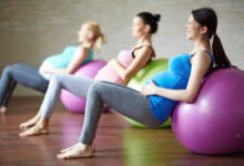 Pregnant woman exercising safely