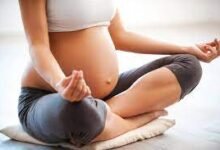 Pregnant woman practicing self-care